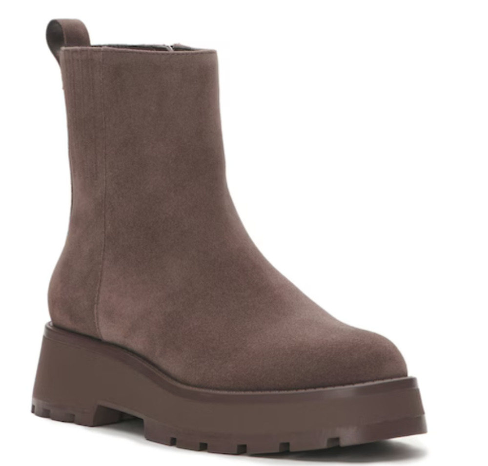 Vince Camuto Neframes Boots 5.5 Gray Suede NWOT Lug Combat Moto Chelsea Booties